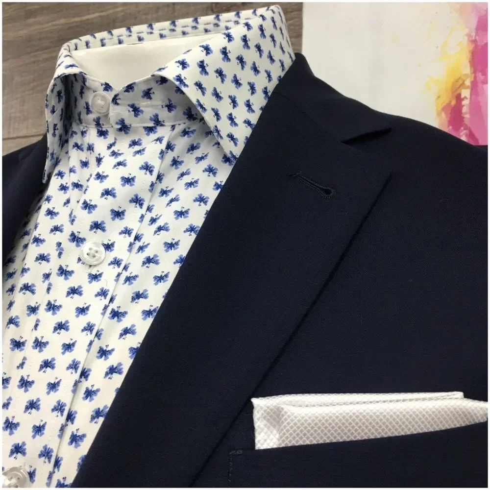 NORDSTROM Mens Blazer Sport Coat Casual Jacket‎ Size 40R Trim Fit Blue Wool Suit